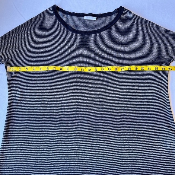 Vince linen blend lightweight long sleeve striped knit sweater - Picture 4 of 10